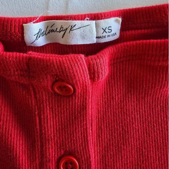 The Line by K Gaby Red Long-Sleeve Button Midi Dress XS - Picture 3 of 6